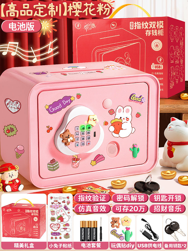 Piggy Bank 2024 New Children's Girls Only Can't Get In Safe Cabinet Boys Large Capacity Password Box Savings