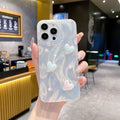 Feather yarn silver is suitable for apple 16pro stereo heart mobile phone case iphone14/13 laser creative hard protective case