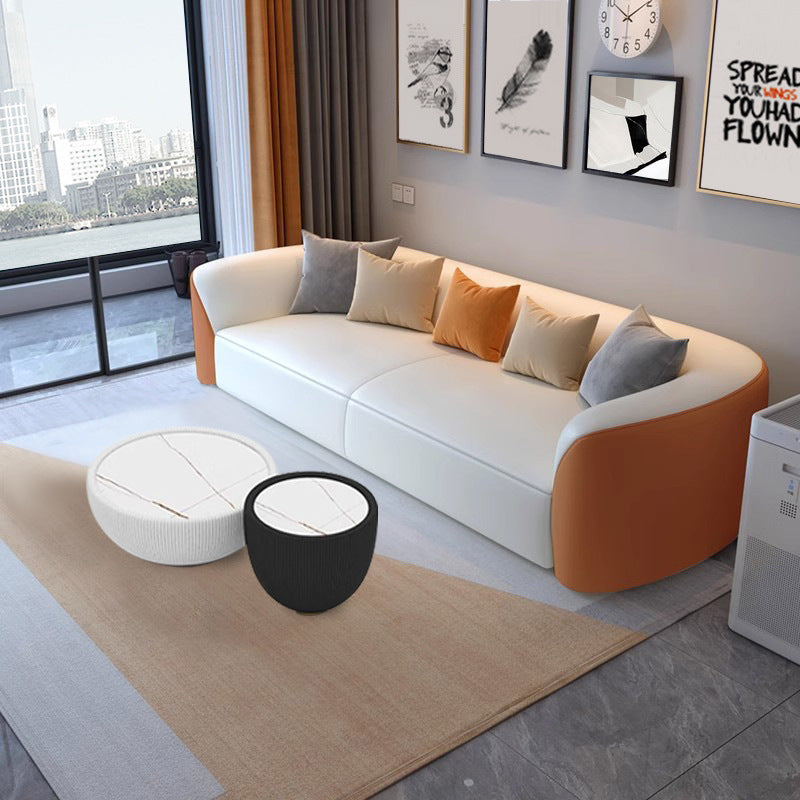 Meeting room/sales office negotiation table and chair set, light luxury clothing store/beauty salon solid wood frame leather sofa and coffee table