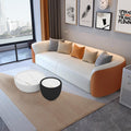Meeting room/sales office negotiation table and chair set, light luxury clothing store/beauty salon solid wood frame leather sofa and coffee table
