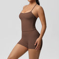 Ready-to-ship, solid color, double-sided brushed, racerback, longline tank top for women. perfect for running, fitness, yoga, and other workouts