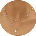 European and american cross-border hot seller: real gold brass electroplated pearl necklace - layered design, double-strand choker for women