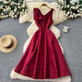 Accessible luxury thousand gold style sleeveless a-line dress women's spring elegancehigh waistslimming lookelegant celebrity banquet dress