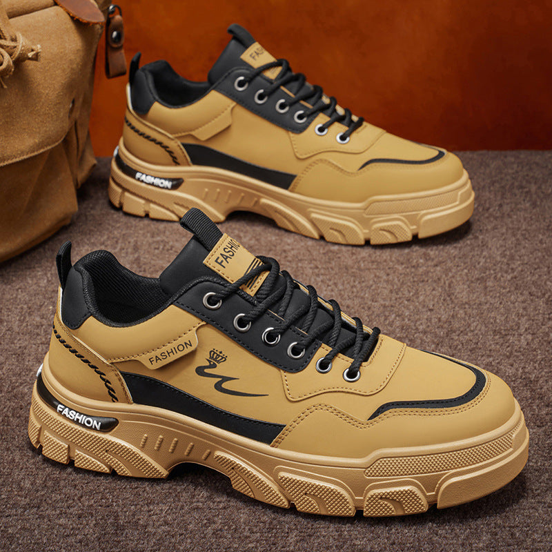 Men's spring black work shoes - non-slip, durable, breathable safety shoes for kitchen, construction, and general labor