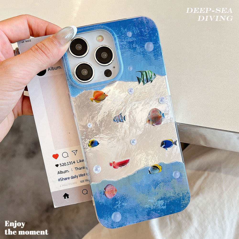 Deep sea fish phone case for apple 16 pro max, drop-proof iphone 17 protective cover, apple 17 cross-border