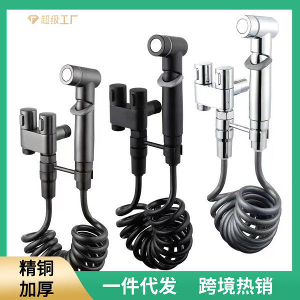 Toilet significant other set of one into two angle valve copper double control overseas ink adjustable water pressure spray gun pressurization household cleaning