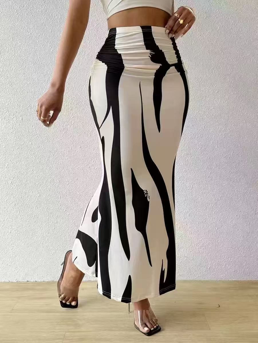 cross-border fashion zebra print slimming & lengthening bestselling high-waisted fishtail pencil mini dress