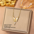 【titanium steel】fashionable and versatile full diamond copper inlaid zircon butterfly necklace - women's high-end, unique, and exquisite clavicle chain jewelry