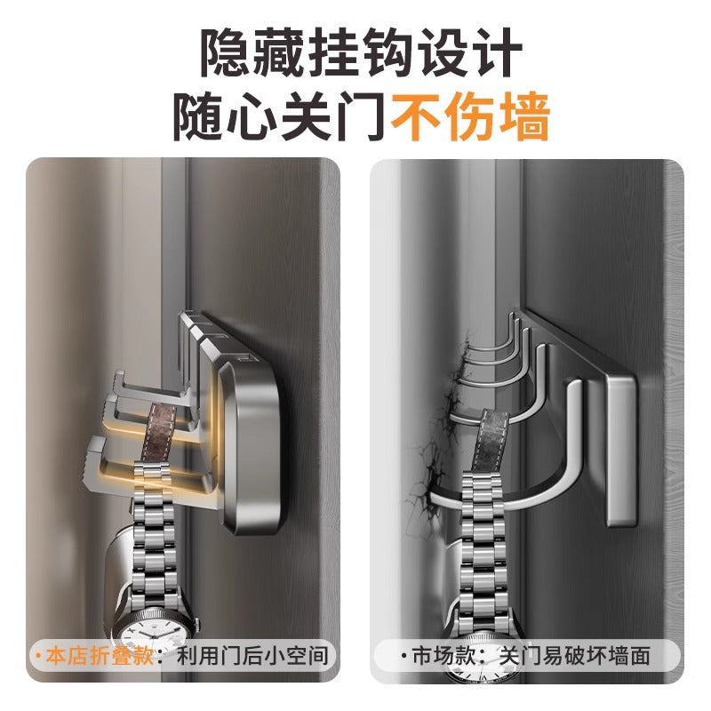 No punching, foldable invisible hook, bathroom entrance after entering the door, bedroom wall hanging storage clothes row hook