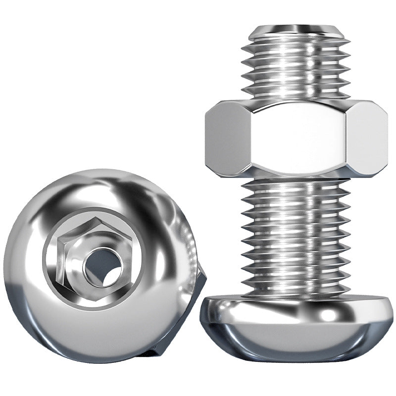 304 stainless steel hollow round head pan head inner hexagon hollow threading screw mask machine lamp nut set