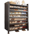 Steel shoe cabinet for home, all-in-one entryway cabinet, multi-layer large capacity storage cabinet, metal dustproof shoe rack