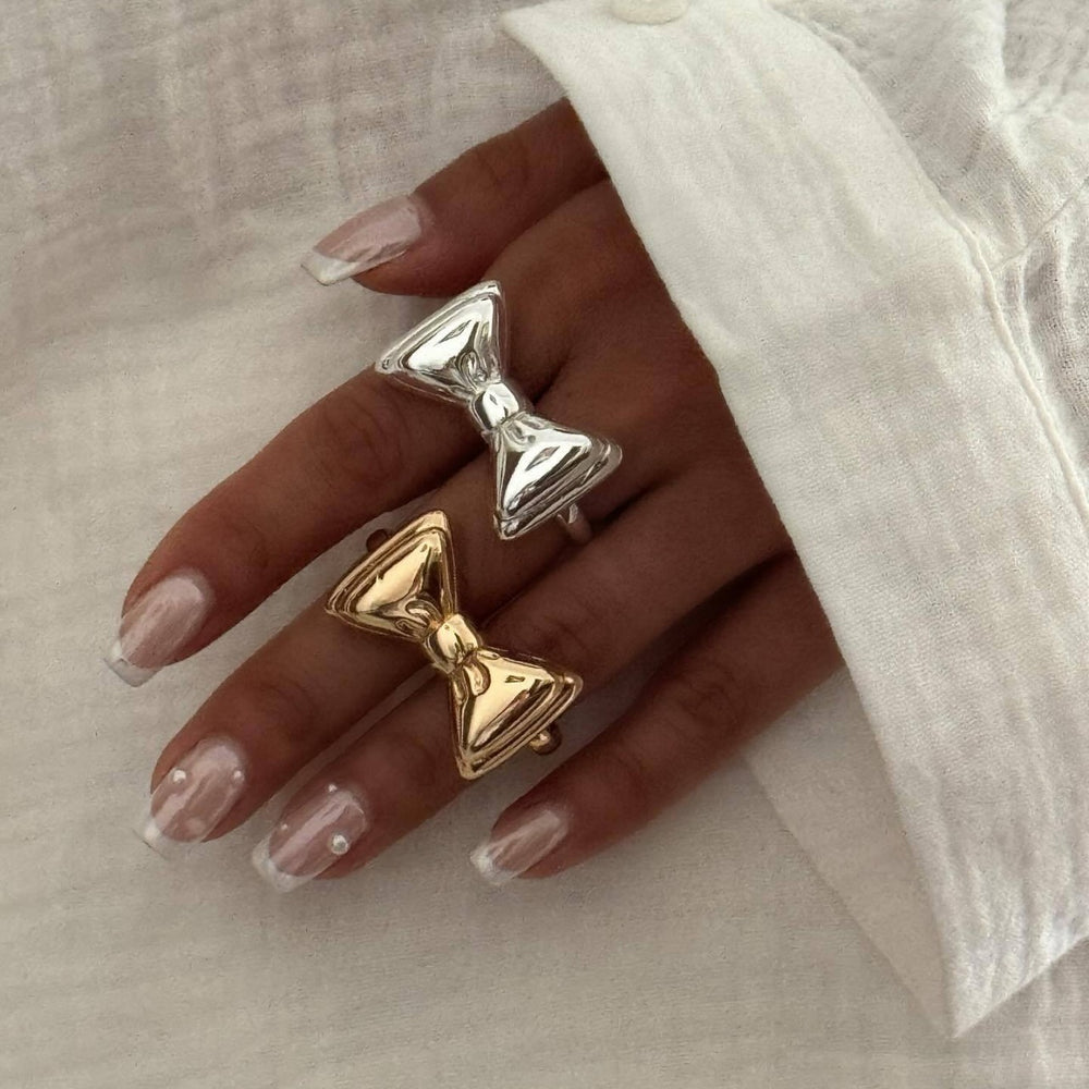 Wholesale bowknot rings: european and american cross-border jewelry, designer polished sweet & chic open joint rings for women