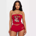 cross-border european and american women's apparel: unique and beautiful printed bandeau top and shorts set - wholesale two-piece layering outfit