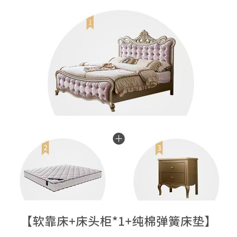 American light luxury solid wood bed for homefrench soft back princess bed high-end luxury wedding bed storage storage master bedroom large bed