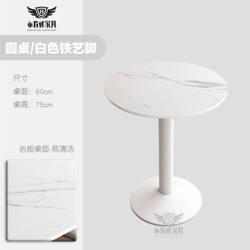 Bar table and chair combination, rock slab canteen dining table, commercial milk tea shop long table, reception and negotiation, cafe small round table