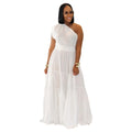 C7389 cross-border   fashion women's elegant off-the-shoulder lightweight summer dress