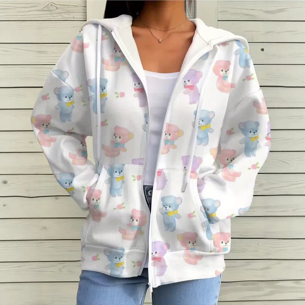 hot-selling plus-size women's zip-up hoodie, new casual long-sleeve hooded sweatshirt jacket, dropshipping available