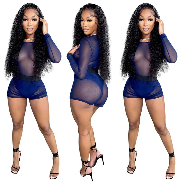 YD8565-D11 special products are non-refundable and non-exchangeable. European and American women's clothing is fashionable and sexy. Perspective mesh two-piece set