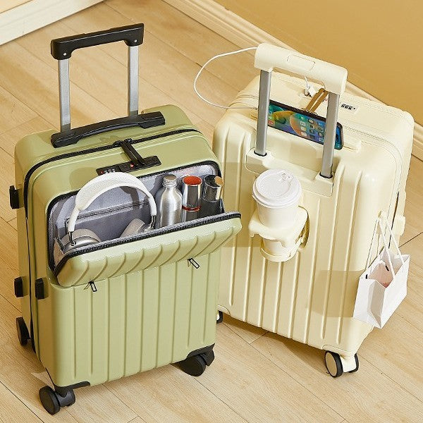 Front opening new 24-inch small suitcase password travel case trolley case boarding case leather case bag can be customized