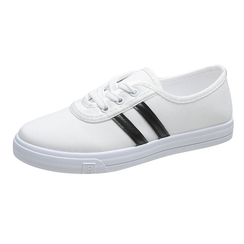 2022 spring and summer breathable canvas shoes are comfortable, board shoes Korean version student flat white shoes ins shoes women's mesh shoes