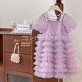 Girls' sequin princess dress  - purple tulle pearl embellished ball gown