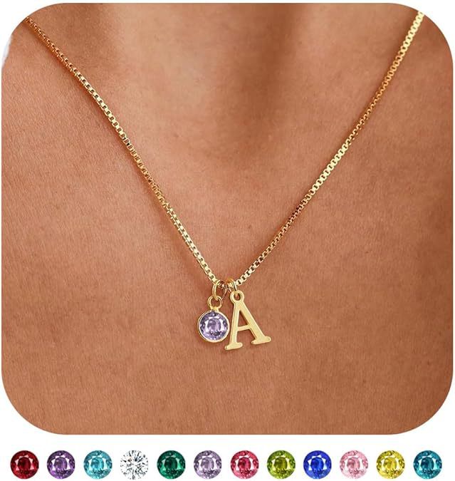 new arrival women's initial birthstone necklace fashion 14k gold-plated letter casualeasiest for match clavicle chain