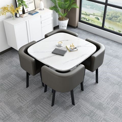 Collapsible dining table for home, small apartment, apartment, restaurant, shopfront negotiation table and chair set, reception round table