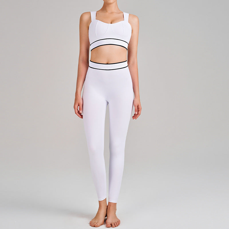 new arrival yoga clothes high waist hip lift tummy control slimming look sling beautiful back running sports intimates bra suit for women