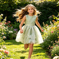 Amazon girls' sleeveless sundress with 3d floral appliqués - european & american style princess dress - in stock