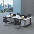 Economical four-seat office desk and chair set with partition for employees - includes two double-desk workstations and computer desks