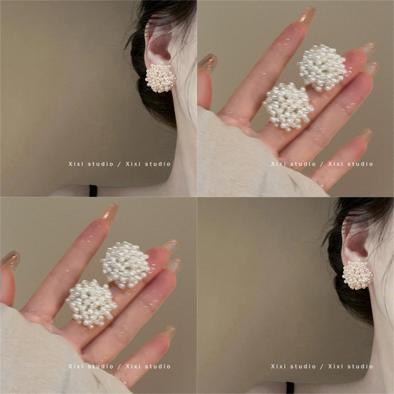 Spring break style white floral earrings - unique dopamine studs, niche design, versatile earrings