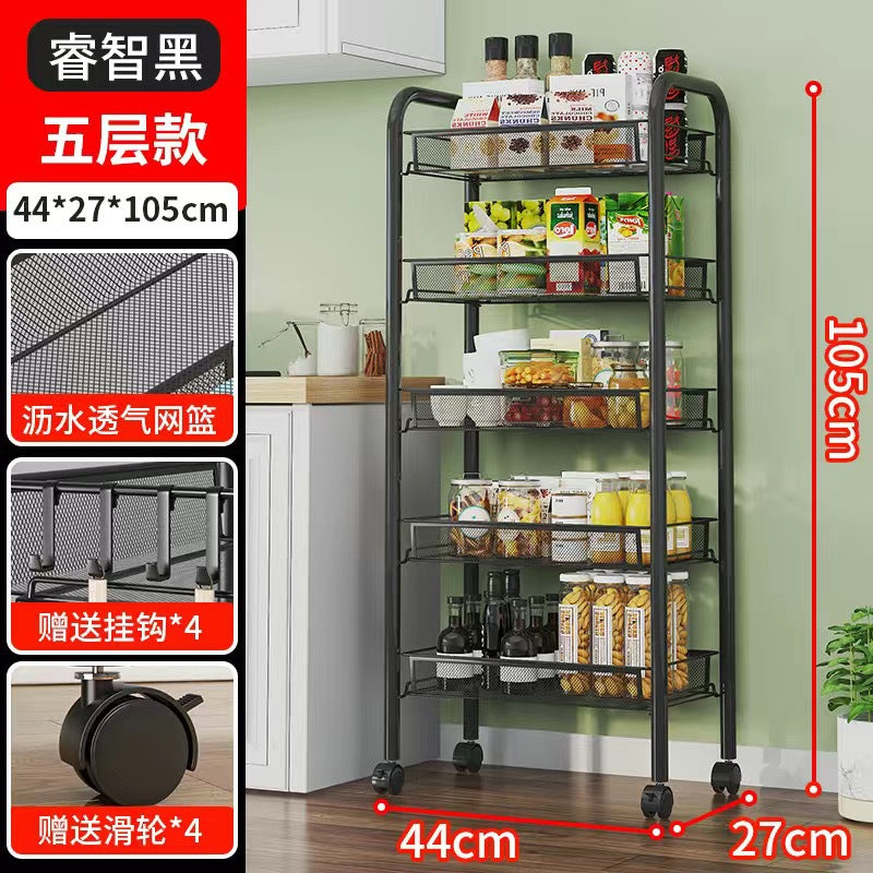 Kitchen storage rack vegetable floor-standing movable trolley multi-layer storage rack for home fruit and vegetable multi-functional vegetable rack