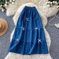Korean style high-waisted a-line midi skirt with bow detail - sweet & chic summer workwear