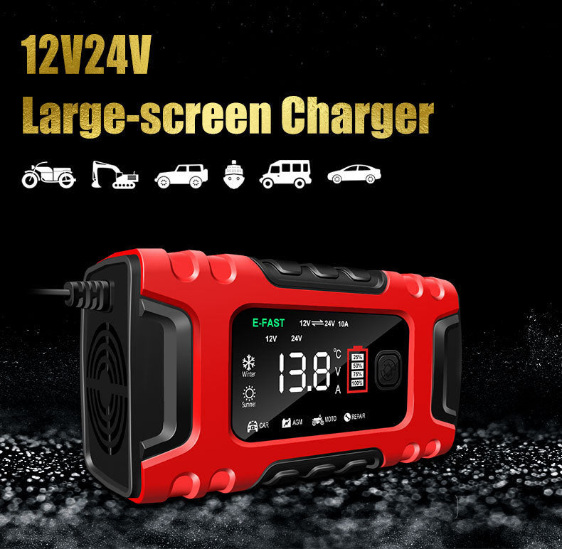 Smart motorcycle battery charger 12v 24v 10a car battery charger battery recharger