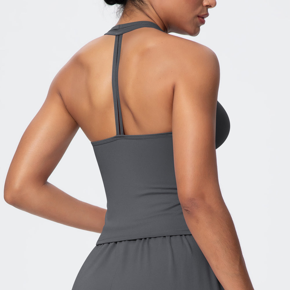 New arrival cross-border pure color brushed quick-drying tight back v neck sports intimates running fitness yoga clothes suspenders for women