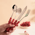 Creamy style 304 stainless steel cutlery set - includes knife, fork, and spoon with ceramic handles. high-style design, perfect for soups. suitable for kids and adults