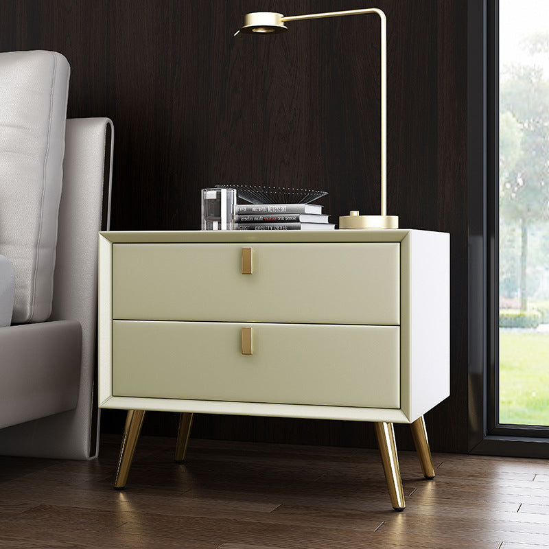 Bedside table free of installation drawer casual postmodern small cabinet accessible luxury scandinavian storage cabinet master bedroom classy leather