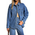 Amazon fashion elegant long sleeve button denim shirt women's  spring new style distressed denim jacket
