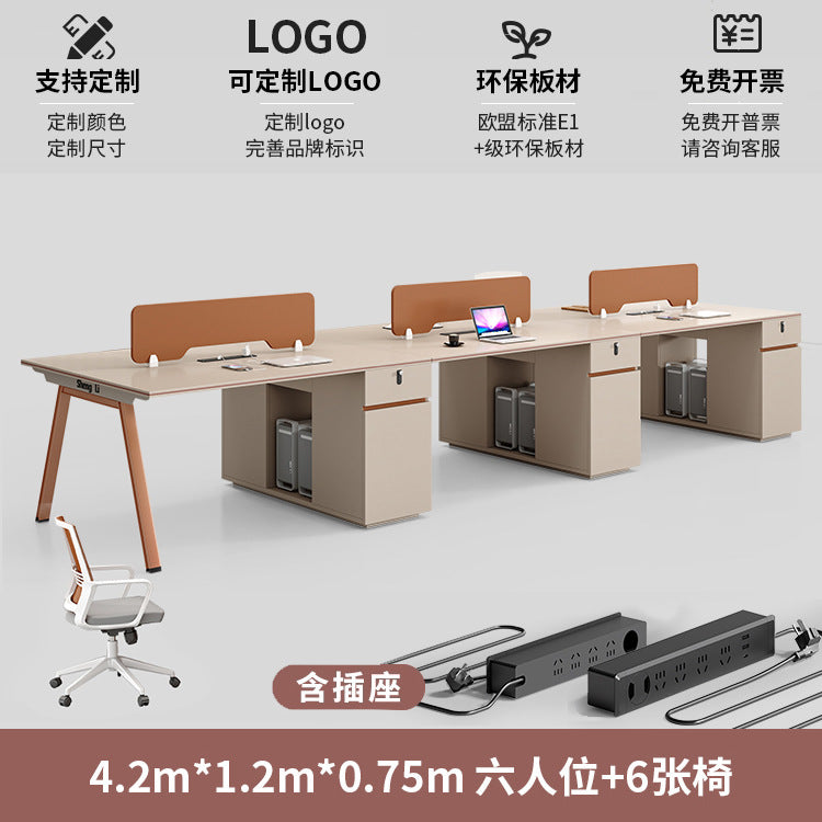 Office desk and chair set - 4/6 seater minimalist modern office table with partition workstation computer desk booth