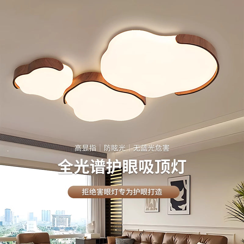 Medieval Cream Wind Living Room Light Eye Protection Cloud Ceiling Light Wabi Silent Wind Bedroom Zhongshan Lighting Whole House 2025 New