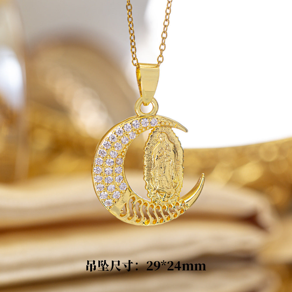 [titanium steel] cross-border popular copper micro-embedded necklace for women, stainless steel gold-plated electroplated high-end exquisite clavicle chain jewelry