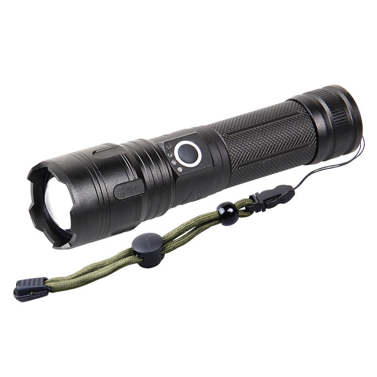 Cross-border P70 flashlight Type-C charging, strong light USB charging output, long-distance telescopic LED outdoor flashlight