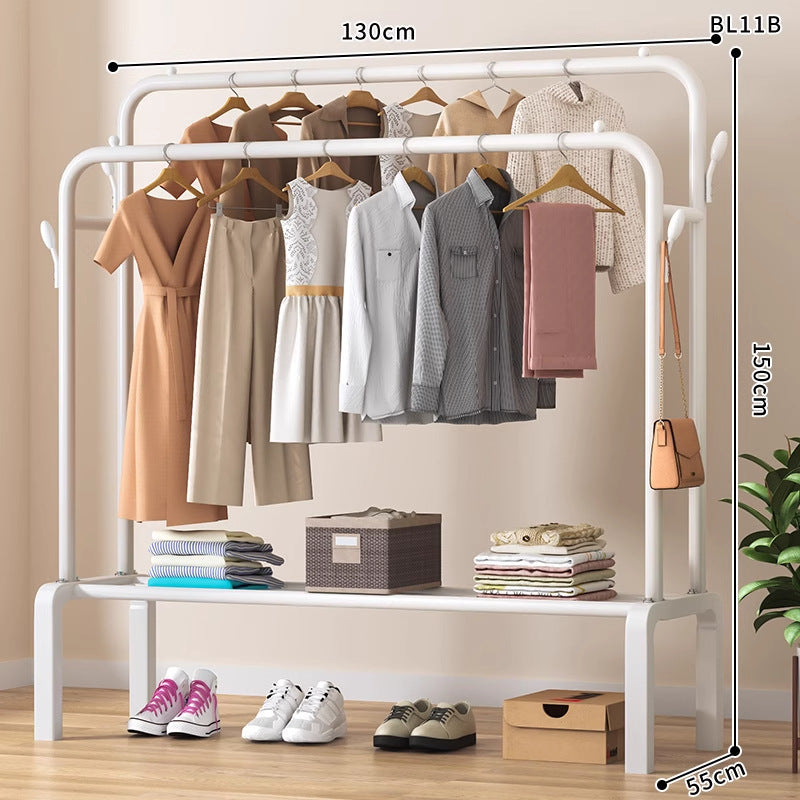 Clothes hanger floor-standing bedroom for home double-pole clothes drying rack clothes rack indoor clothes coat rack thickened balcony clothes pole