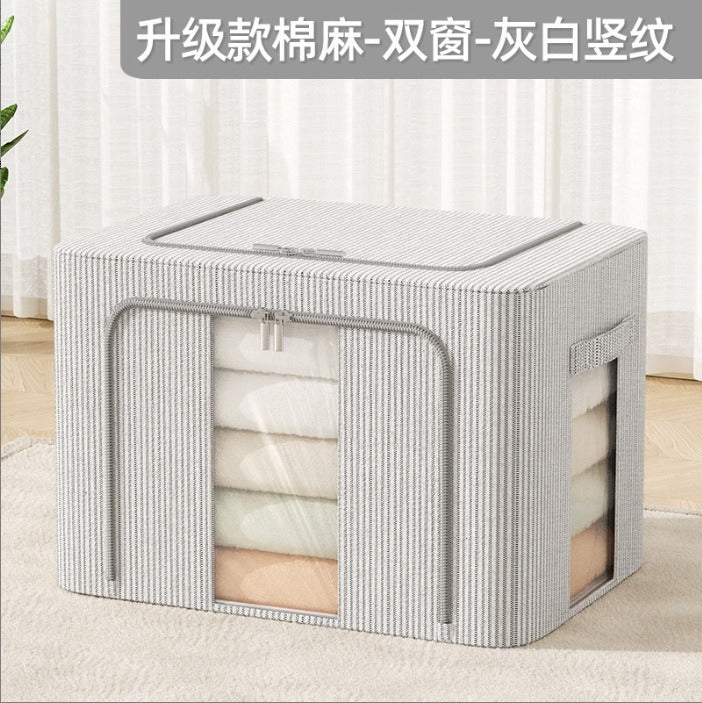 Real cotton and linen thickened clothes storage box Fabric clothing finishing box Foldable household goods large-capacity Baina box