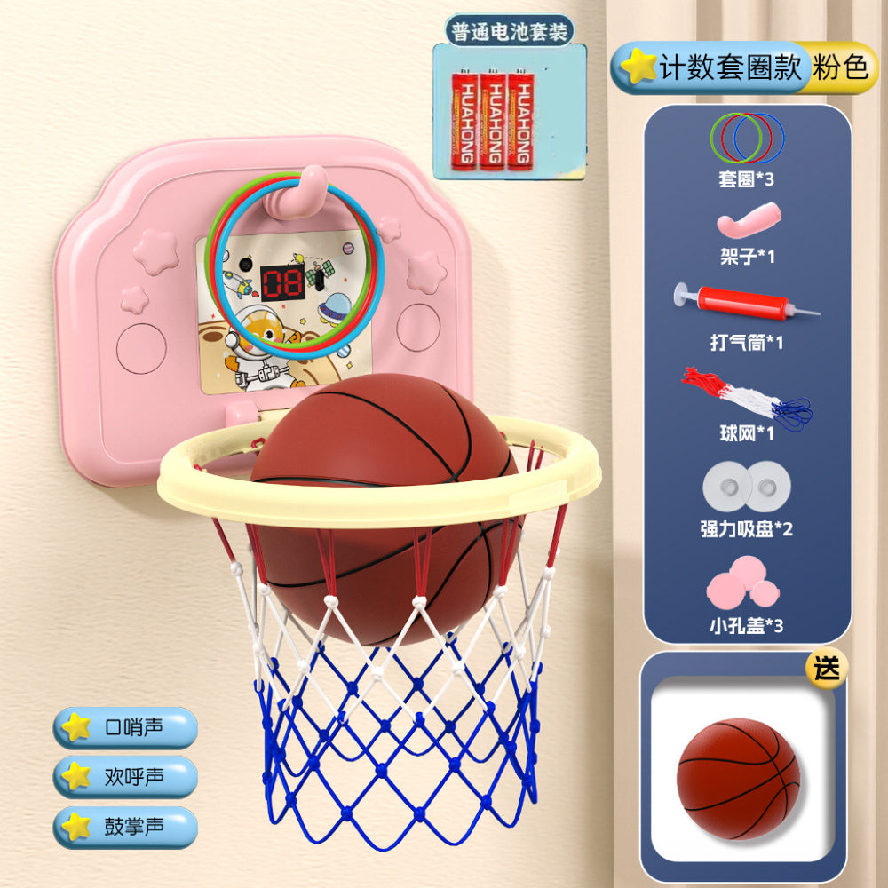 Kids' hanging basketball hoop - indoor/outdoor, no drilling required, foldable, with scoring system and rings - perfect for kindergarten basketball games and toys