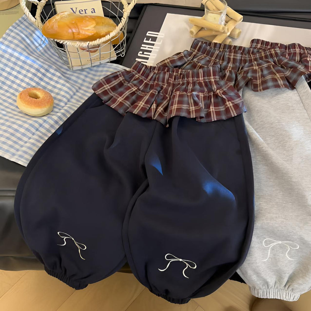 Kids sweatpants girl spring & fallembroidercasual pants loose scimitar pants small and medium-sized children drapedcasual baby girl sweatpants
