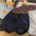 Kids sweatpants girl spring & fallembroidercasual pants loose scimitar pants small and medium-sized children drapedcasual baby girl sweatpants