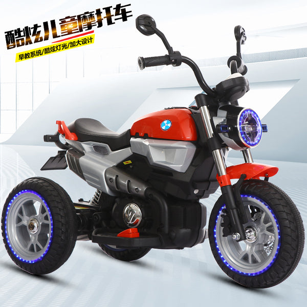 New children's electric motorcycle tricycle 1-3-6-year-old children's toy car can sit baby charging stroller