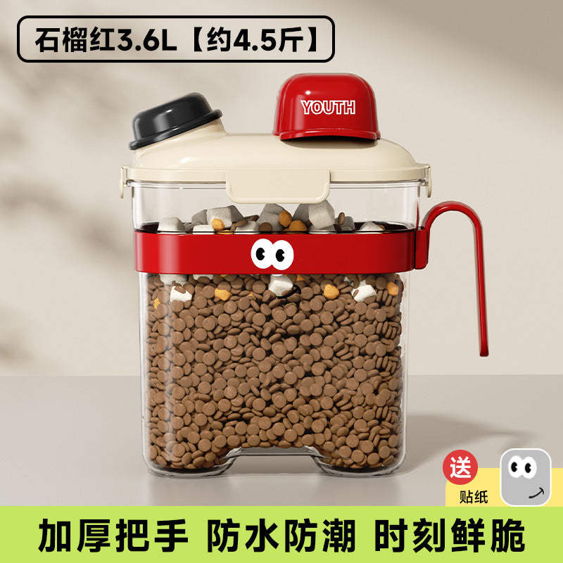 Pet food storage bin - household grain & cereal container - cat food storage bucket - dog food organizer - moisture-proof airtight canister - storage box