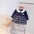 【dropshipping】baby girl dress  new stylish children's princess dress plaid kitten pattern princess dress